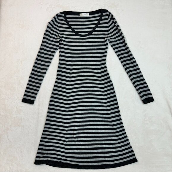 Zara Women's M Striped Midi Long Sleeve Pencil Bodycon Dress Casual Fashion - Picture 2 of 15